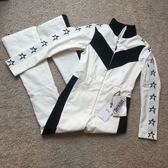 Perfect Moment Ryder Belted Ski Suit Jumpsuit White black size Medium NWT - Picture 4 of 12